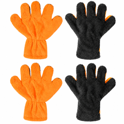 Gant de lavage auto gris-orange à surface douce et absorbante pour un lavage extérieur en douceur