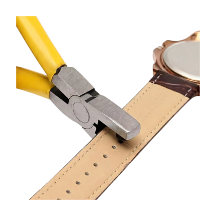 Pince emporte-pièce manuelle à poignées jaunes pour bracelets de montre, ceintures et sangles en cuir étroites