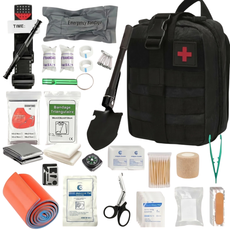 Trousse de premiers secours 122 pièces en sac compact avec accès rapide en cas d'urgence