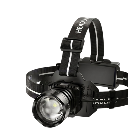 Lampe frontale intelligente avec capteur noire, lumière rouge, faisceau orientable à 90° et 5 modes d'éclairage