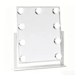 Miroir Hollywood lumineux à poser avec reflet net et base stable pour le maquillage et les soins