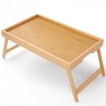 Table de lit pliable en bambou pour ordinateur portable avec plateau