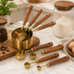 Set de 8 tasses et cuillères à mesurer avec manche en bois - Image 2
