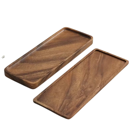 Plateau de rangement rectangulaire en noyer – 30 cm