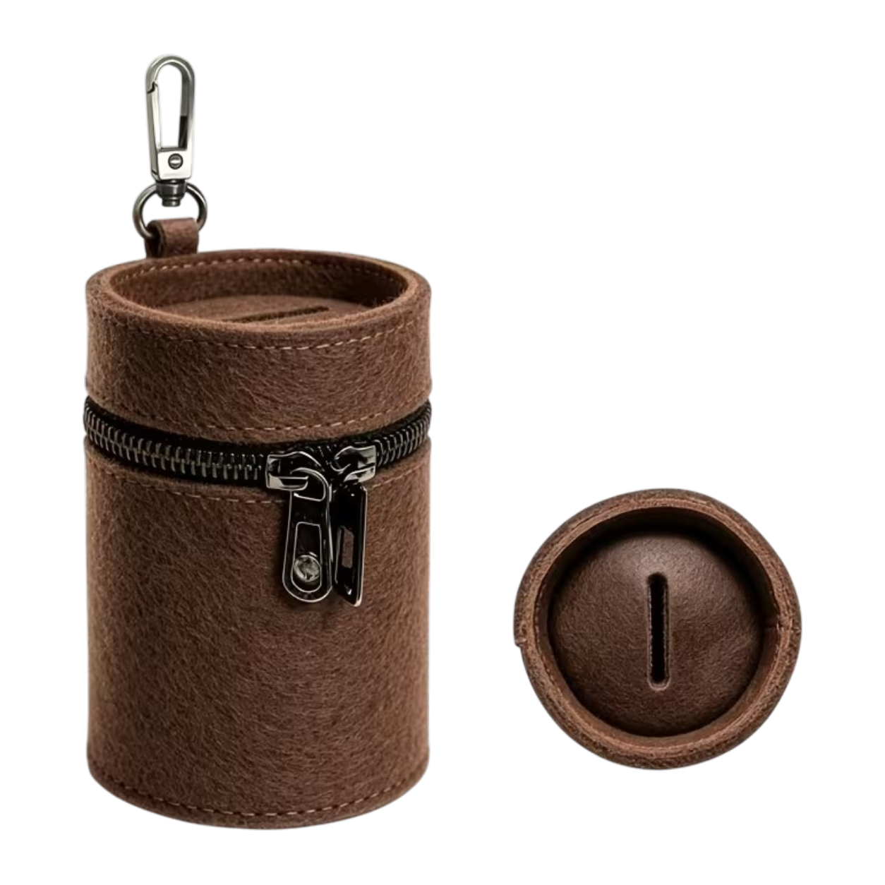 image (3) Tirelire pour porte-gobelet de voiture avec poche zippée