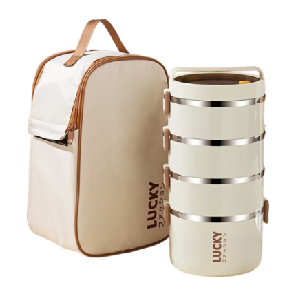 Boîte à lunch en acier inoxydable à 4 étages avec sac isotherme