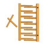 Étagère murale en bambou avec crochets pliables - rangement mural peu encombrant, finition bois clair