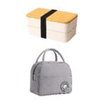 Sac à déjeuner noir et gris avec boîte à repas assortie pour une conservation fraîche et sûre