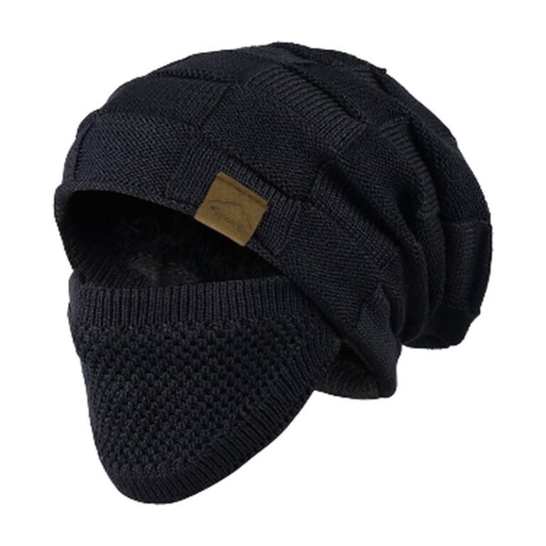 Bonnet d'hiver avec masque facial pour la chaleur et la protection contre le froid et le vent, en maille