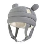 Casque de protection pour bébé à quatre pattes avec oreilles d’ours et jugulaire