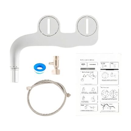 Kit bidet non électrique pour toilettes avec double bouton de commande, vanne en T et flexible de raccordement