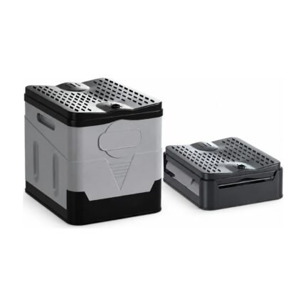 Toilettes de camping portables vertes, grises et noires – Design pliable avec couvercle pour le camping et le voyage