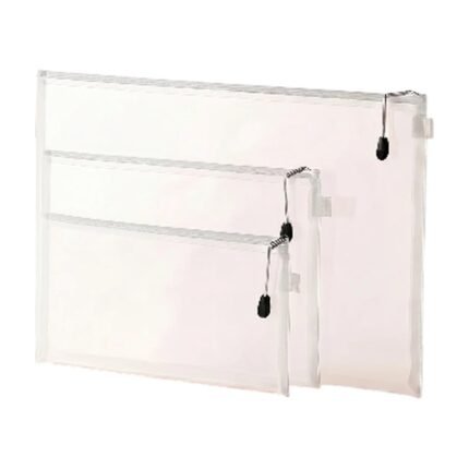 Lot de pochettes zippées transparentes en trois tailles pour ranger les petits objets de façon organisée