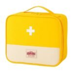 Trousse de premiers secours noire, jaune et rose avec poignée de transport et fermeture éclair pour un rangement compact des fournitures - Image 2