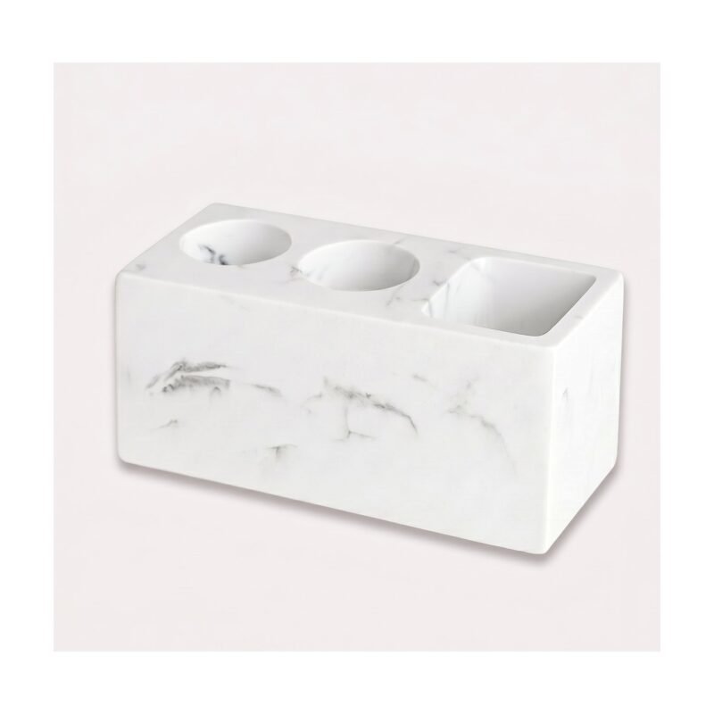 Porte-brosses à dents effet marbre à plusieurs compartiments pour un rangement organisé dans la salle de bain
