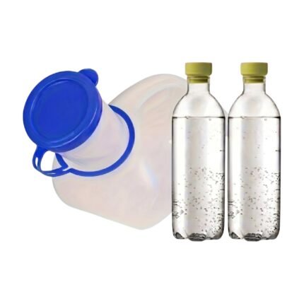 Urinal portable 1000 ml avec bouchon à vis bleu pour les trajets en voiture et le camping