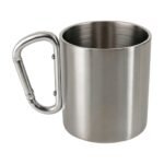 Tasse outdoor en acier inoxydable avec anse mousqueton et design simple pour le camping, la randonnée et le plein air