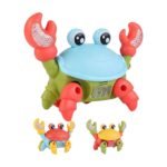 Crabe chantant avec sons, mouvements et design coloré pour les enfants pendant le jeu