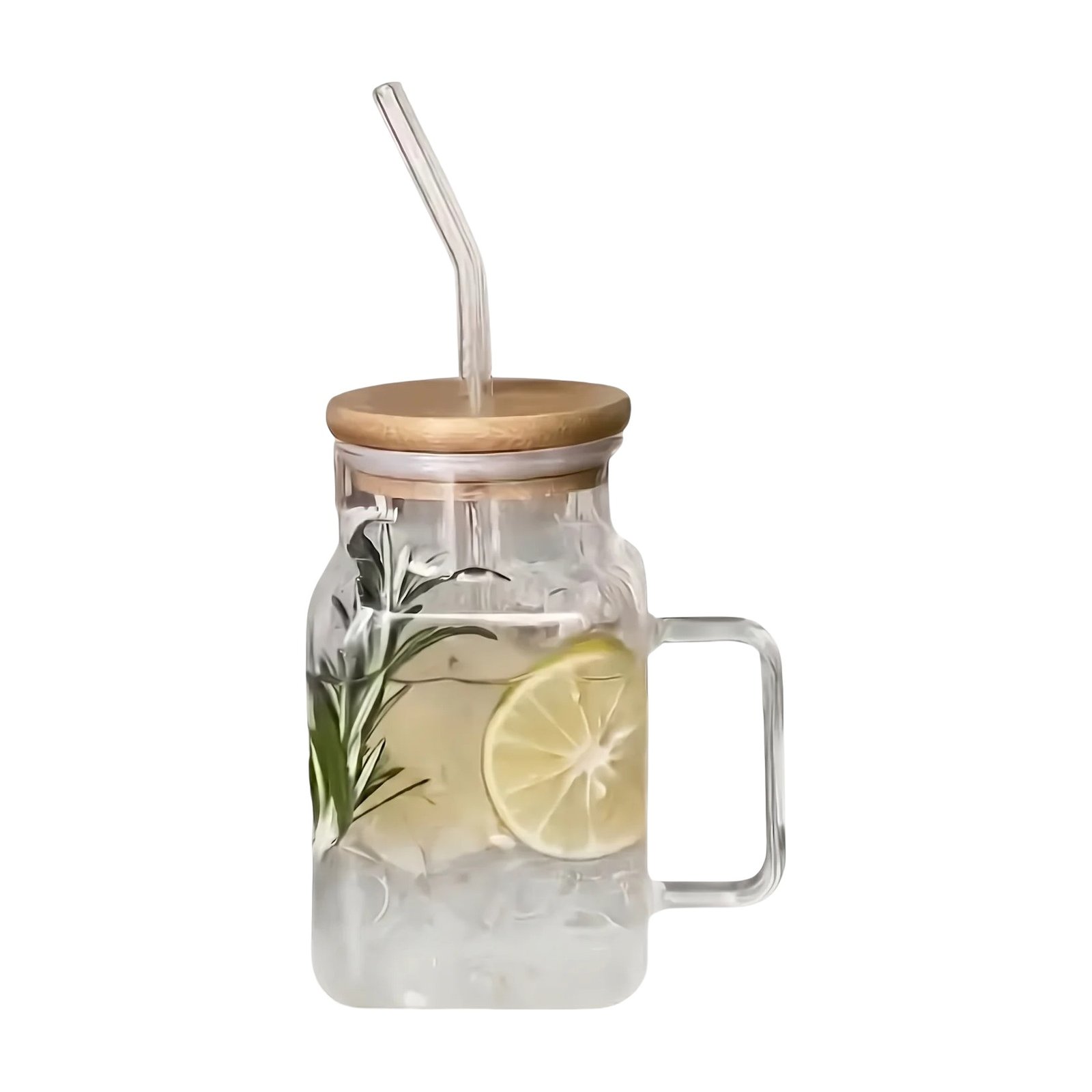 ef-36374-41564-fyld85 Verre à anse avec paille pour boissons fraîches au design décoratif - Image 1