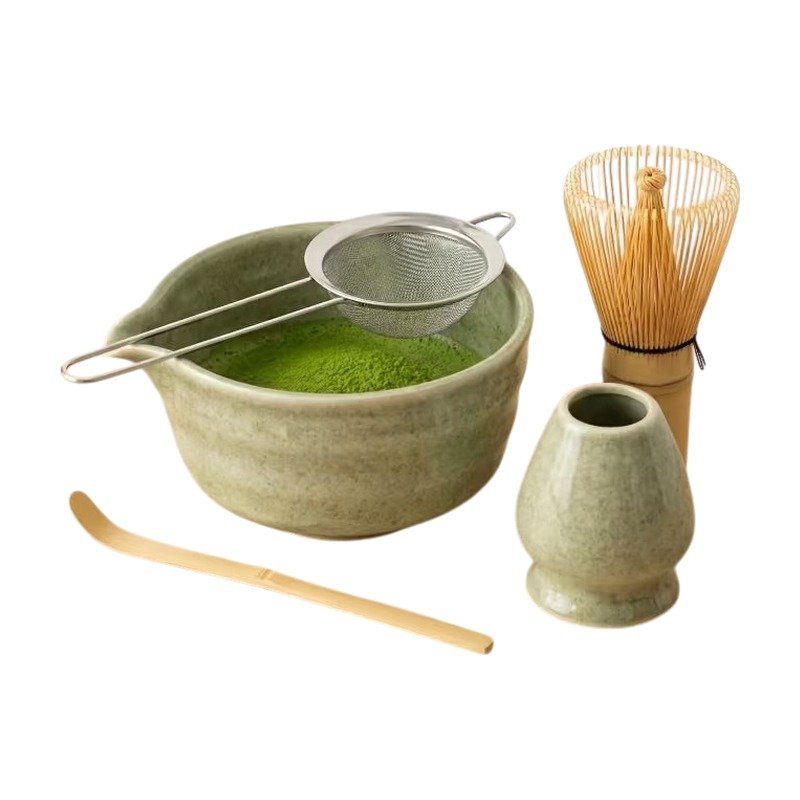Set à matcha avec fouet en bambou, bol et tamis – 5 pièces