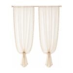 Voilages à pompons – 2 pièces pour la maison et la terrasse