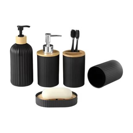 Set de salle de bain 5 pièces avec distributeur de savon et accessoires