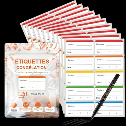 Étiquettes congélation pour un étiquetage facile avec zone d'écriture et rangement amovible au congélateur